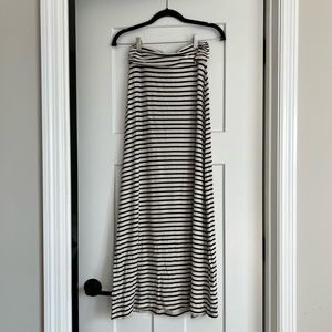 J. Crew Black and Cream Striped Maxi Skirt